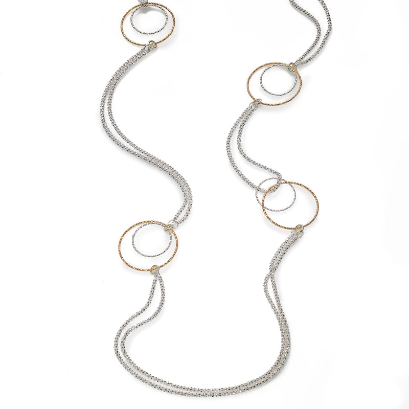 Encircling 36 Inch Necklace, Sterling Silver Gold Plated