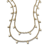 Long Chain Necklace with Drops, 48 Inches, Yellow Gold Plating