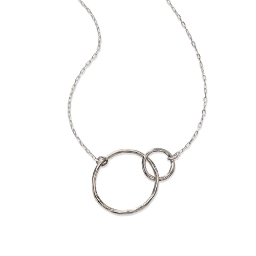 Hammered Interlocking Circles Necklace, Sterling Silver