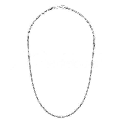 Solid Bullet Chain Necklace, 24 Inches, Sterling with Rhodium Plating