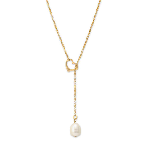 Lariat Style Freshwater Pearl Necklace, Gold Filled