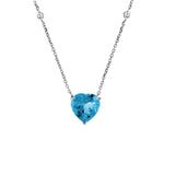 Blue Topaz Heart Necklace with Diamond Accent, 14K White Gold