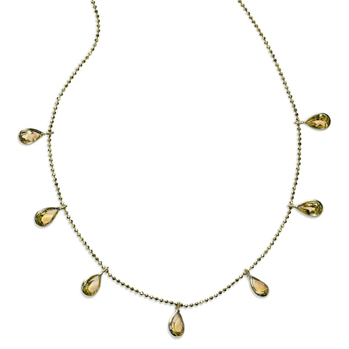 Pear Shaped Citrine Drop Necklace, 18 Inches, 14K Yellow Gold