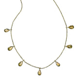 Pear Shaped Citrine Drop Necklace, 18 Inches, 14K Yellow Gold