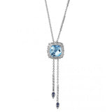 Blue Topaz Lariat Style Necklace, Sterling Silver