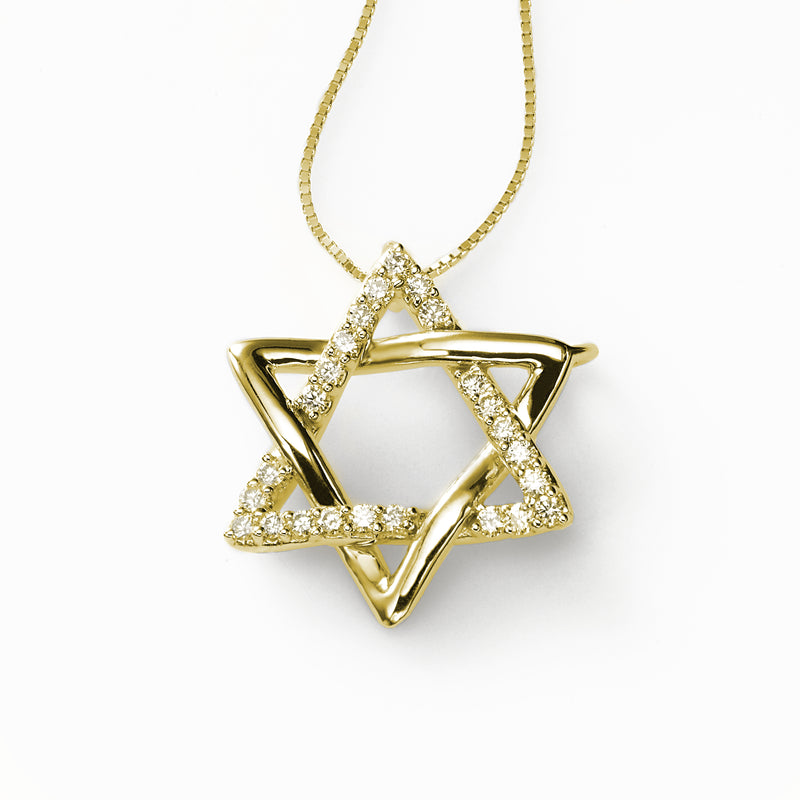Star of David Pendant, Diamonds, 14K Yellow Gold