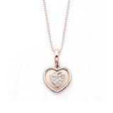 Delicate Rose Gold Heart Pave with Diamonds, 14K, 16 Inch Chain