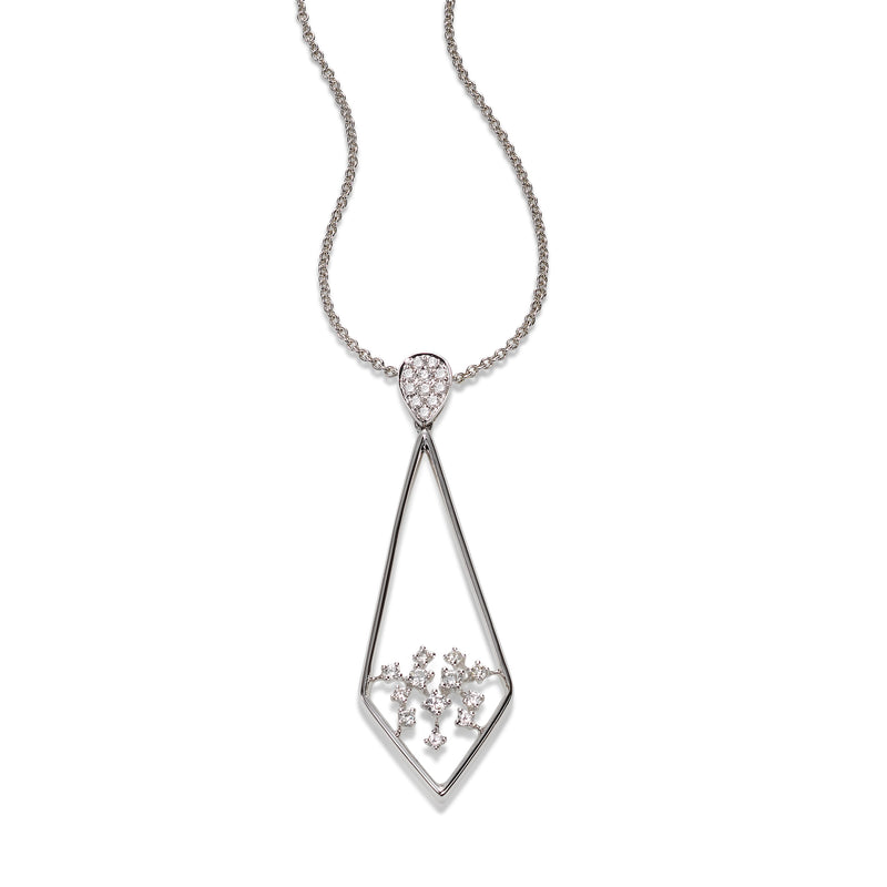 Reverse Kite Shaped Diamond Pendant, 14K White Gold