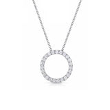 Open Circle Diamond Necklace, 14K White Gold