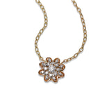 Diamond Flower Necklace, 14K Rose Gold