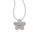 Pavé Diamond Flower Pendant, 14K White Gold