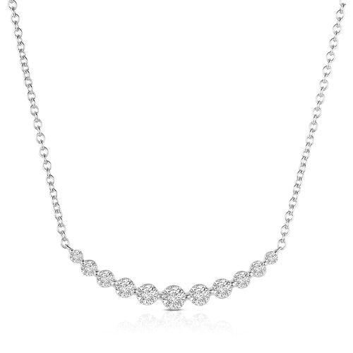 Large Diamond Arc Necklace, 14K White Gold