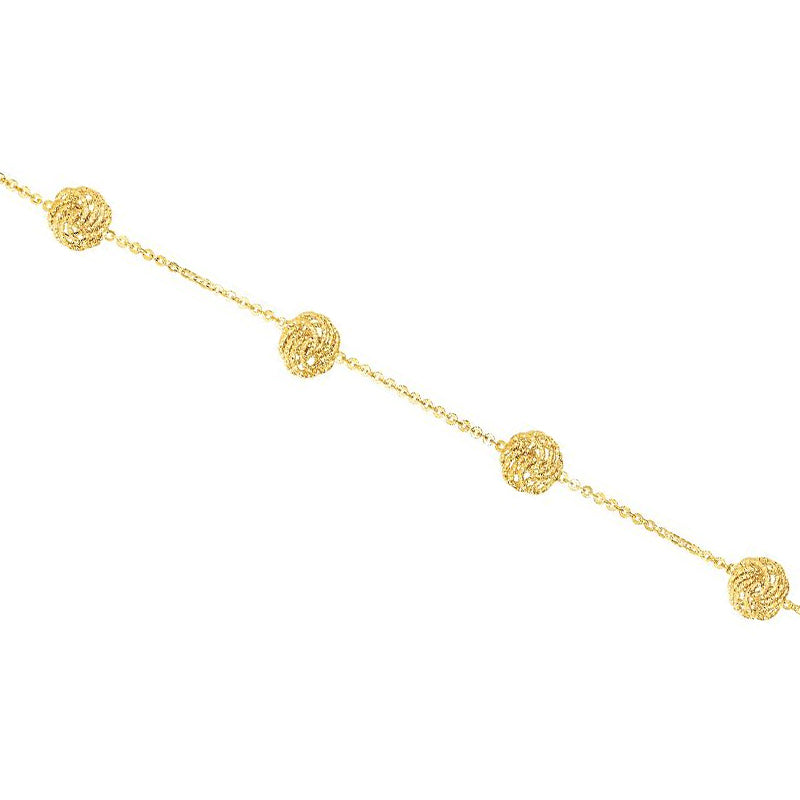 Textured Clusters Chain Bracelet, 14K Yellow Gold
