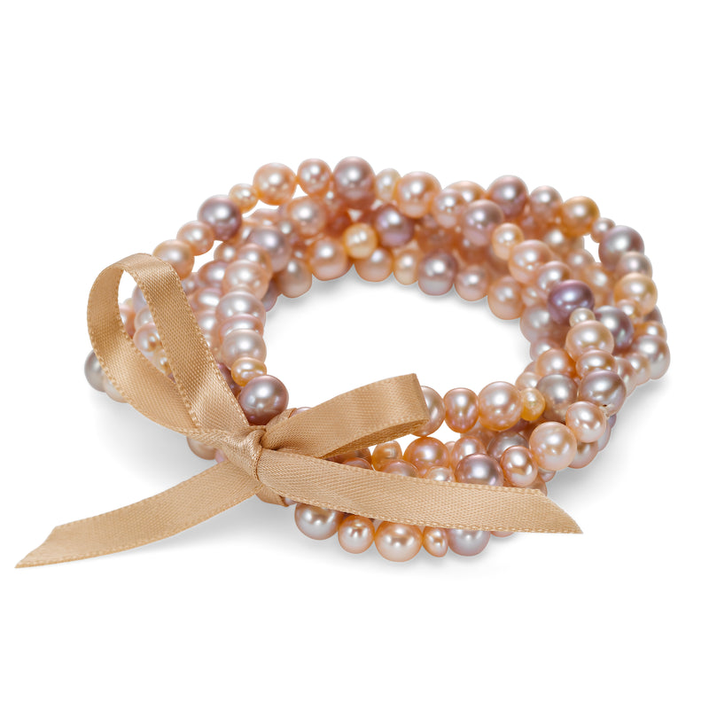 Pink tones Cultured Freshwater Pearl Stretch Bracelets, Set of 5