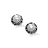 Freshwater Pearl and Marcasite Earrings, Sterling Silver