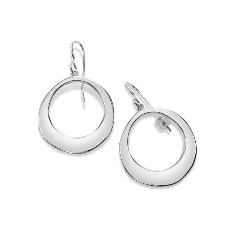 Circle Design Dangle Earrings, Sterling Silver