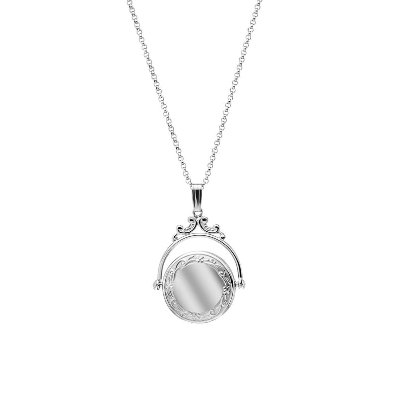 Embossed Spinning Style Locket, Sterling Silver