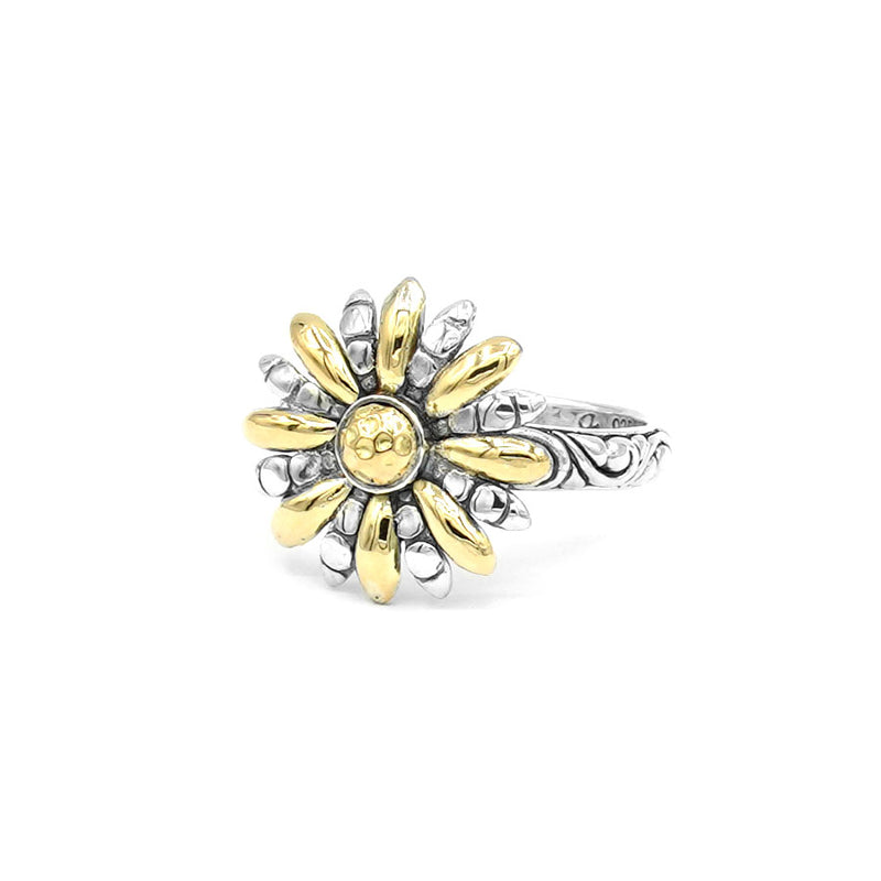 Sunflower Ring, Sterling Silver and 18K Gold