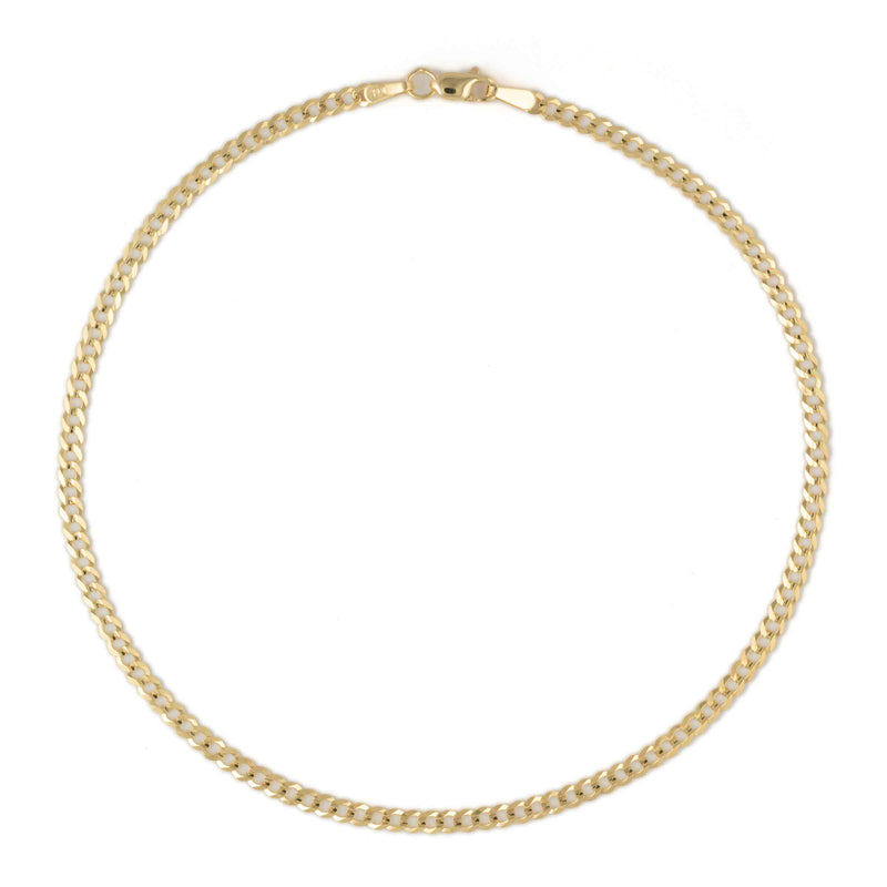 Curb Link Chain Ankle Bracelet, 14K Yellow Gold
