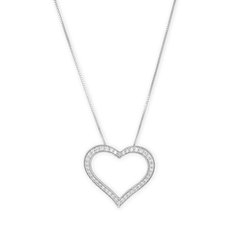 Diamond and Sapphire Nested Heart Pendant, 14K White Gold