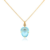 Faceted Blue Topaz Drop Necklace, 18K Yellow Gold