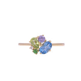 Multicolor Gemstone Cluster Ring, 14K Yellow Gold