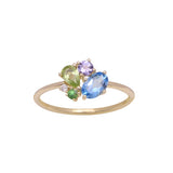 Multicolor Gemstone Cluster Ring, 14K Yellow Gold