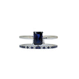 Sapphire and Diamond Double Band Ring, 14K White Gold