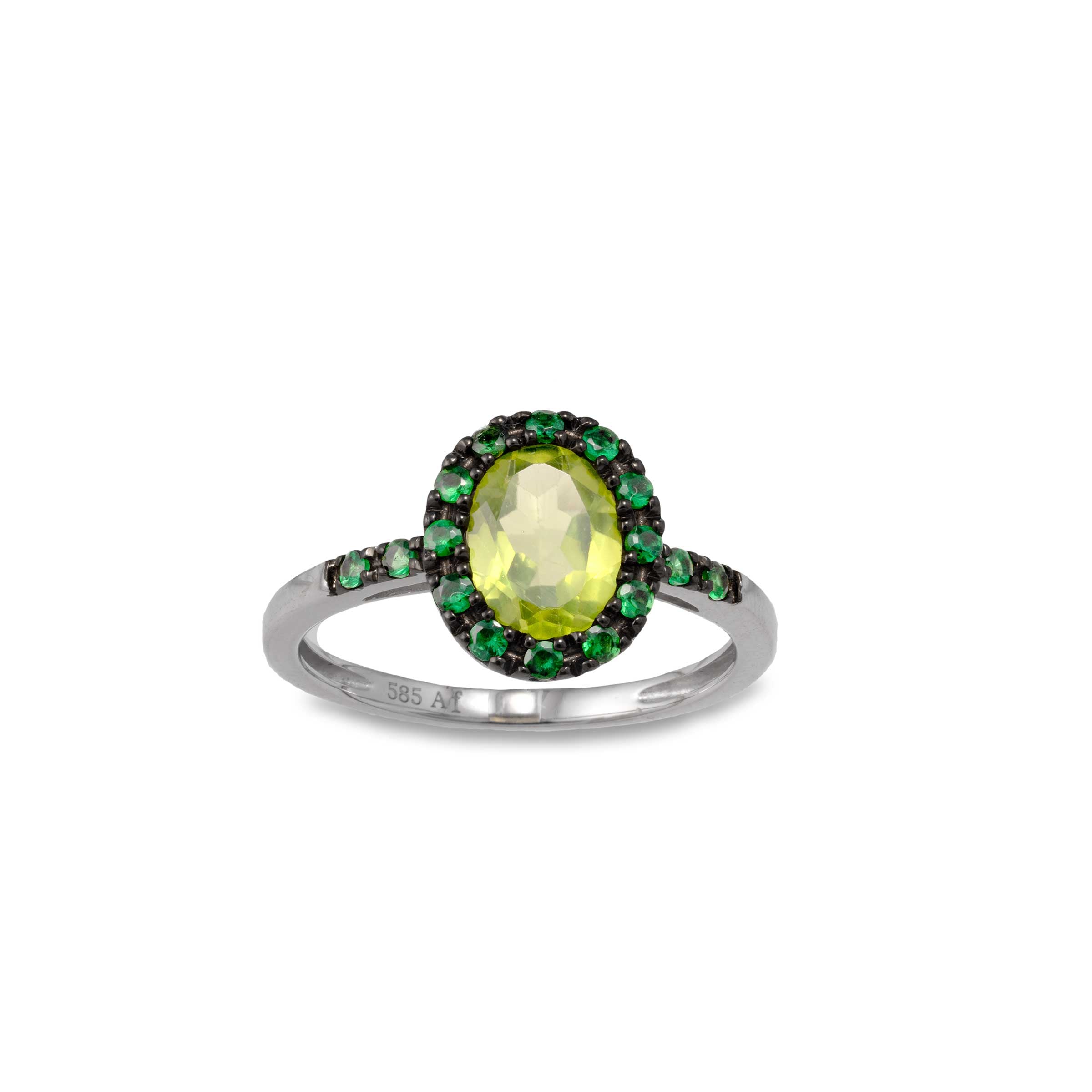 18k Yellow Gold Peridot Diamond Stackable Ring - Halleh Jewelry – HALLEH