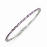 Pink Sapphire Cuff Style Bangle Bracelet, 18K White Gold