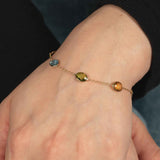Multi Color Oval Gemstone Bracelet, 14K Yellow Gold