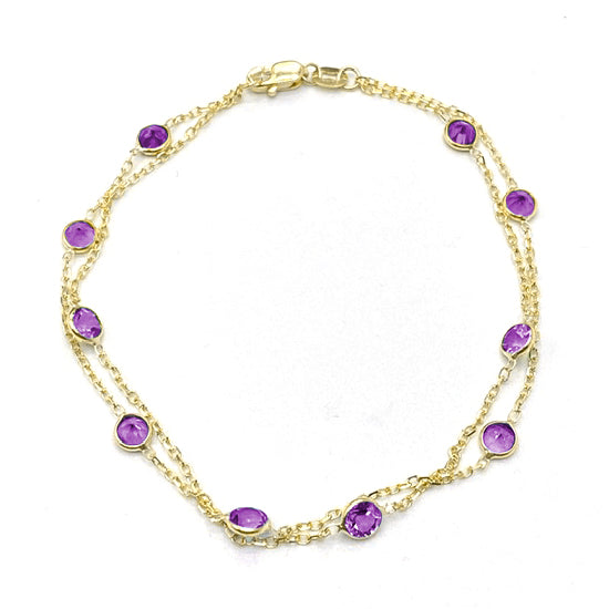 Rose quartz and amethyst bracelet – oval flat faceted – 1pc - Moksa