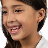 Cabochon Ruby Stud Earrings, 3.3 MM, 14K Yellow Gold