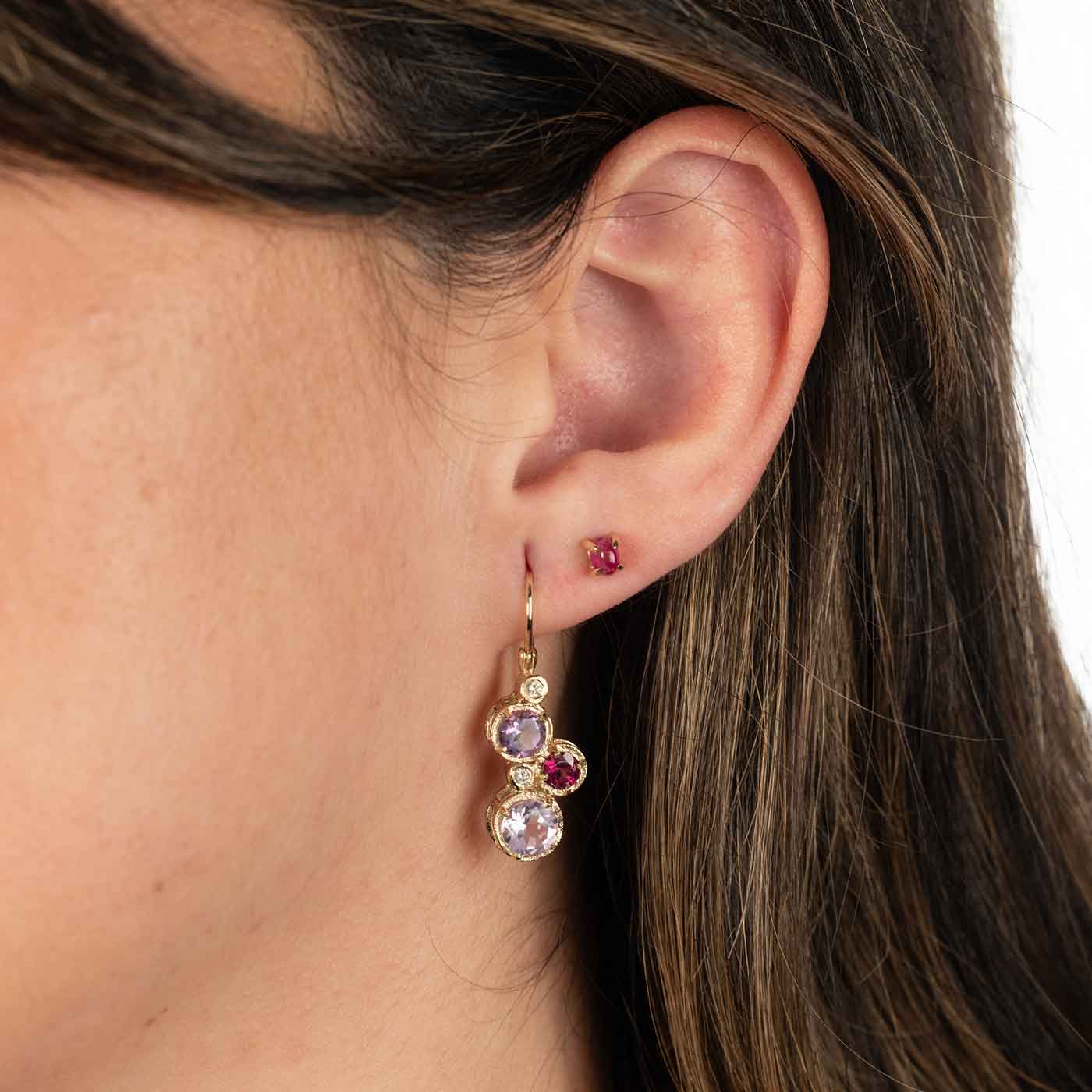 14k White Gold 0.9 ct tw Cabochon Ruby and Diamond Earrings EM4037-RU-016-WA