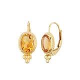 Framed Oval Citrine Earrings, 14K Yellow Gold
