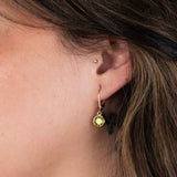 Peridot Bezel Set Drop Earrings, 14K Yellow Gold