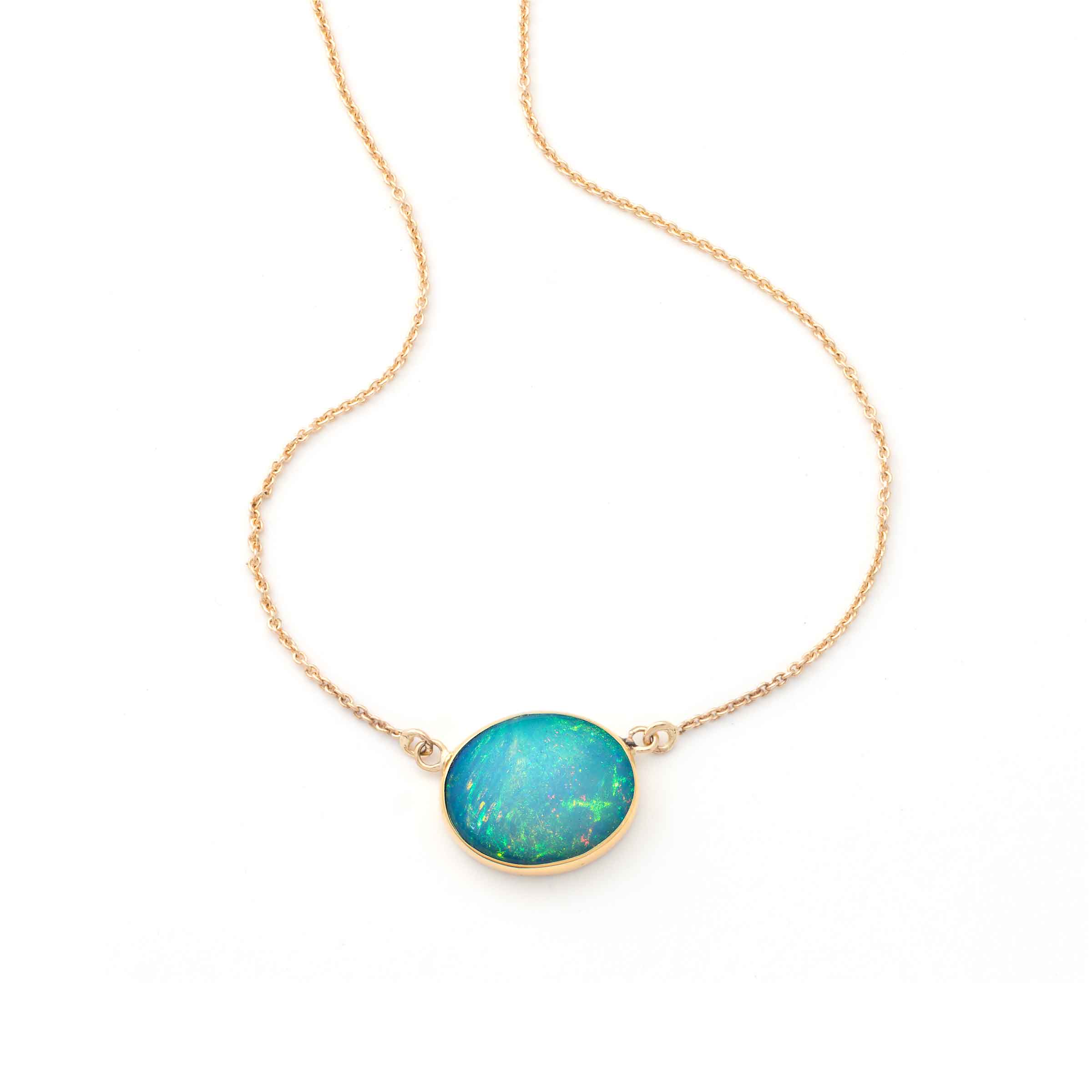 AMANDA PEARL // Frost Blue Faceted Ethiopian Opal Necklace