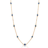 Faceted Sapphire Station Necklace, 18 Inches, 18K Yellow Gold