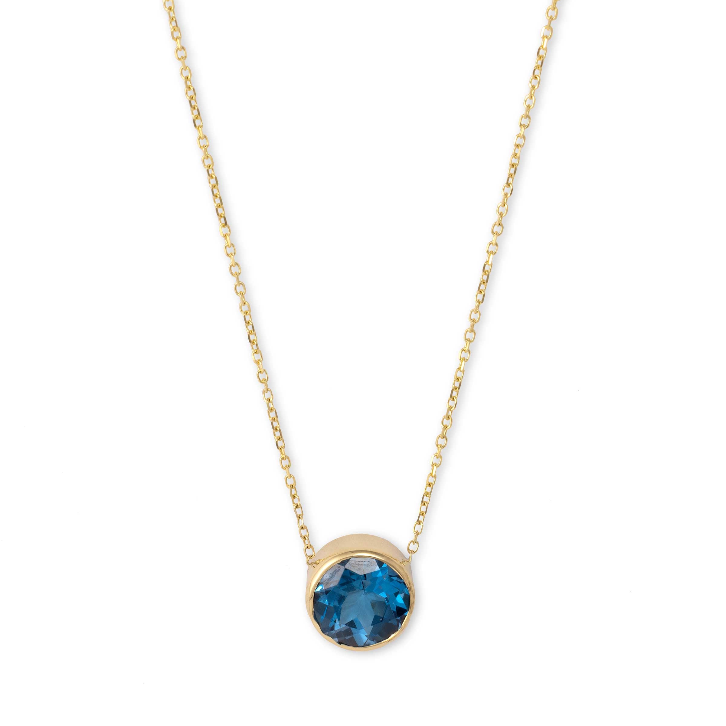 Doves London Blue 18k White Gold Blue Topaz Halo Diamond Necklace - Jewelry  | Manfredi Jewels