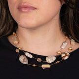 Pink Tone Multi Gemstone Necklace, 35 Inches, Vermeil