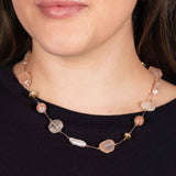 Pink Tone Multi Gemstone Necklace, 17 Inches, Vermeil