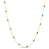 Emerald Round Station Necklace, 16 Inches, 18K Yellow Gold