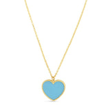 Turquoise Heart Pendant, 14K Yellow Gold