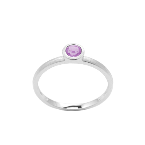 Purple Sapphire Bezel Set Ring, 14K White Gold