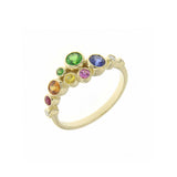 Rainbow Gemstone Bezel Set Ring, 14K Yellow Gold
