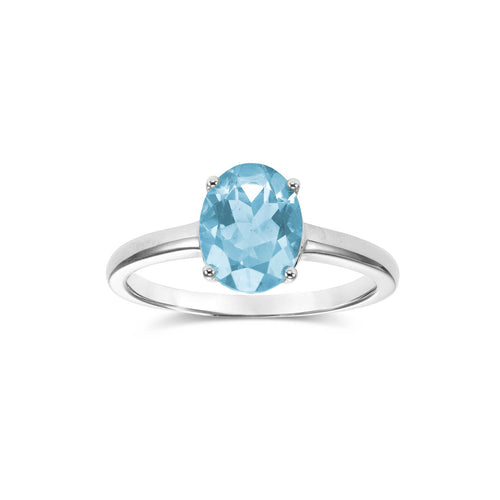 Aquamarine Oval Solitaire Ring, 14K White Gold