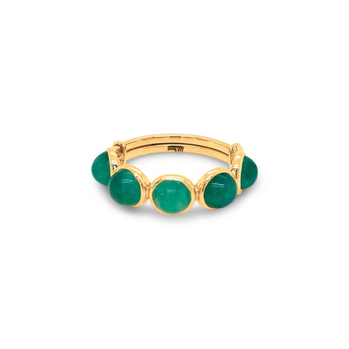 Bezel Set Emerald Adjustable Ring, 18K Yellow Gold
