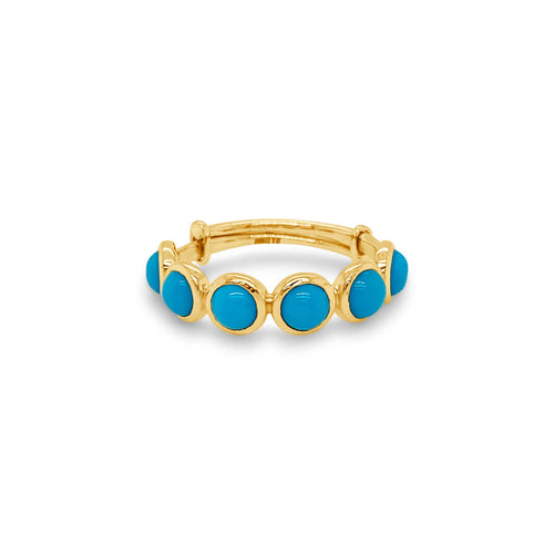 Turquoise Adjustable Band Ring, 18K Yellow Gold