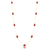 Ruby Marquise Station Necklace, 18 Inches, 18K Yellow Gold