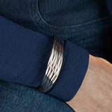 Shiny Bands Cuff Bracelet, Sterling Silver